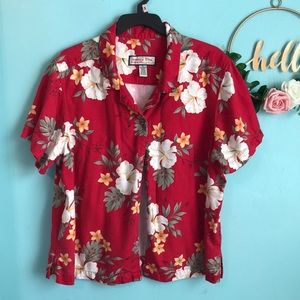 Vintage Jamaica Bay Red Hawaiian Top